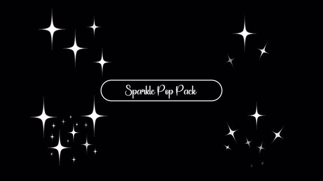 Sparkle pop pack graphic with shiny star shapes alpha channel transparent. Ideal for editing, overlays, awesome video, and festive promotions.