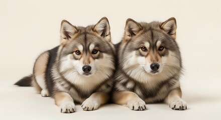 Fototapeta premium two alaskan malamute puppies