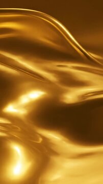 Smooth gold liquid surface curves gently with reflective highlights creating a premium abstract luxury background for beauty finance and brandinggold liquid