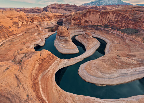 Paria River Meanders Through Reflection Canyon into Lake Powell,