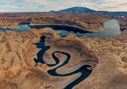 Paria River Meanders Through Reflection Canyon into Lake Powell,
