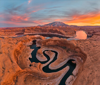 Paria River Meanders Through Reflection Canyon into Lake Powell,