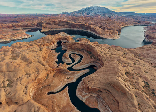Paria River Meanders Through Reflection Canyon into Lake Powell,