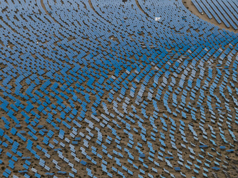 Mirrored Solar Panels Creating Abstract Patterns at Ivanpah