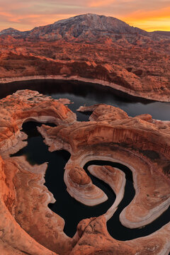 Paria River Meanders Through Reflection Canyon into Lake Powell,