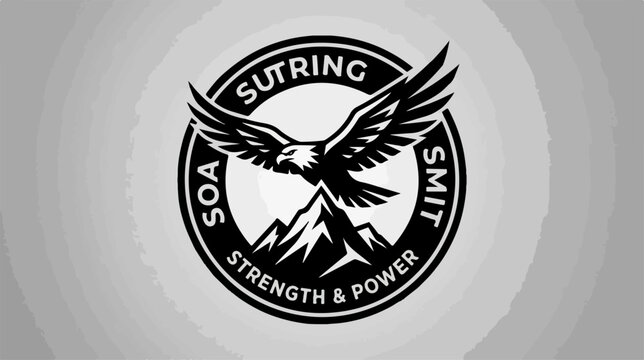 Soaring Eagle Emblem - Strength, Power, and Mountain Peak Symbol.