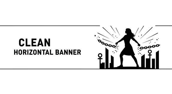 Silhouette of a woman breaking chains for women empowerment and gender equality.