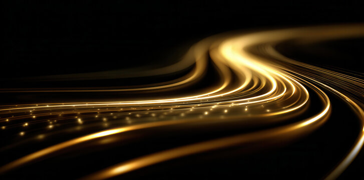 Bright golden lines twist and turn against a dark background, creating a smooth path that draws the eye
