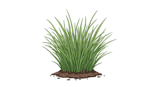 Lush clump of vibrant green grass rooted in a small mound of earth, symbolizing nature, growth, and organic freshness.