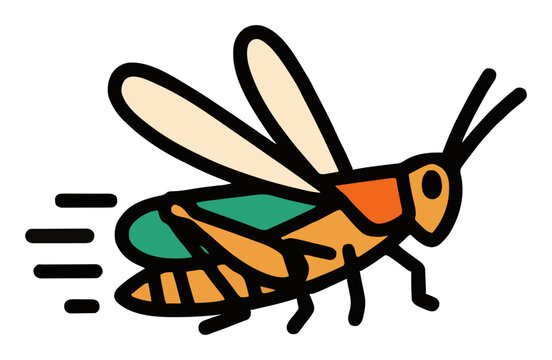 Minimalist continuous line art grasshopper icon. Generative AI