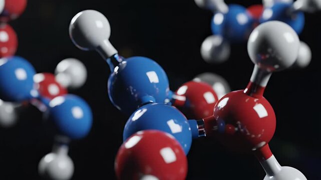 A detailed 3D rendering showcases the molecular structure of methane, highlighting the arrangement of carbon and hydrogen atoms against a dark, blurred background.