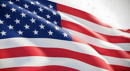 Fototapeta premium American flag waving with stars and stripes on white background