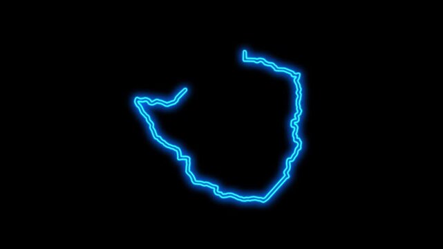 Zimbabwe Country Map Neon Lights, Abstract Zimbabwe Neon Lights Map Opener Suitable for Politics, Elections, Travel, News and Sports Events and Presentations
