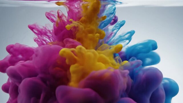 Colorful ink swirling in water creating vibrant abstract patterns