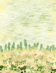 Fototapeta premium soft green yellow colorful abstract illustration, background, wallpaper, card invitation design