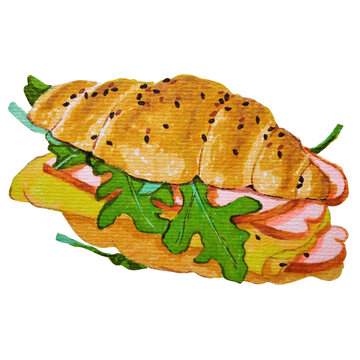 Croissant sandwich food illustration