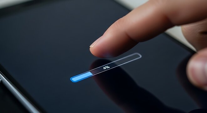 Finger sliding minimal progress bar digital loading and system process interface concept