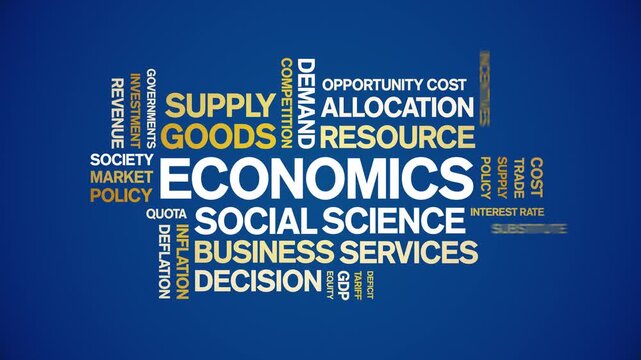 Economics animated word cloud-text design animation tag kinetic typography seamless loop.