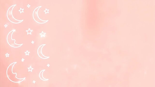 Abstract illustration of crescent moons and stars on a pink background