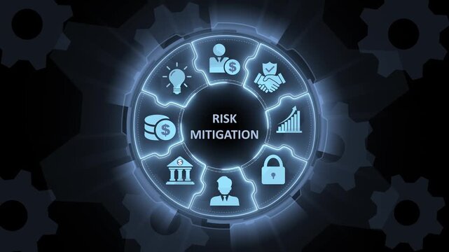 Risk Mitigation Strategy Business Concept with and Globe on Dark Background business strategy risk management
