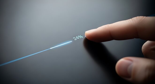 Minimal progress line at 24 percent digital system loading and data processing concept