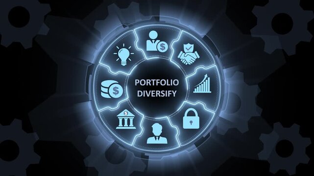 Diversify Investment Portfolio Concept with Financial and Globe on Dark Background portfolio diversify