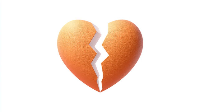 broken heart on white background
