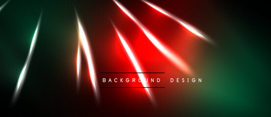 Obraz premium Dark background features vibrant neon lines. Red, green, white streaks create dynamic visual effect. Modern design element.