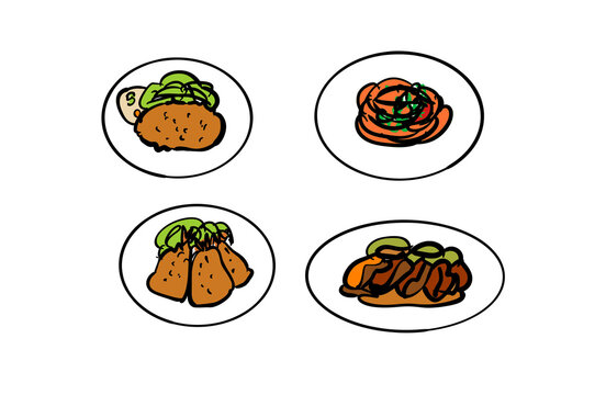 お腹すいた　とんかつ　ナポリタン　イワシフライ　焼肉