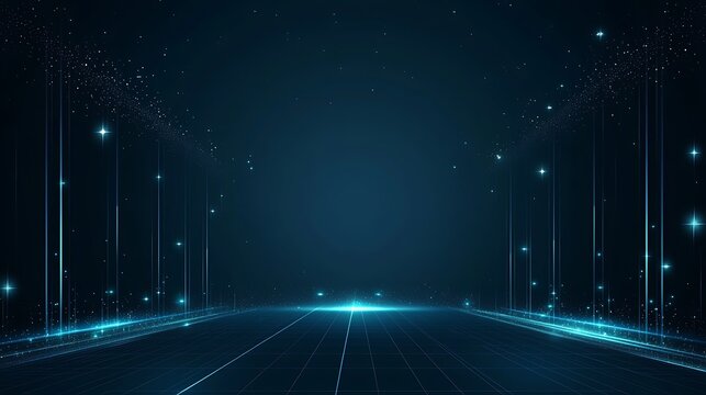 Corporate strategy roadmap presentation background with navy blue to teal gradient, clean premium business style, subtle volumetric light, large empty space for headline
