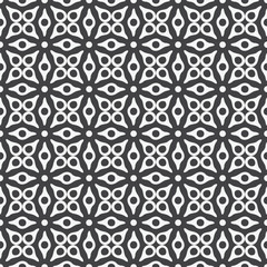 Fototapeta premium Seamless black and white geometric pattern. Abstract eye motifs in a modern tribal repeating print. Vector background.