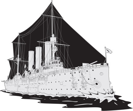 russian_protected_cruiser_aurora_side_view_monochrome.eps