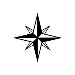 Obraz premium Black compass rose symbol on a white background.