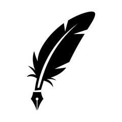 Obraz premium Black Feather Quill Pen Writing Instrument Icon.