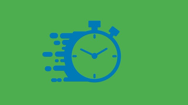 Simple fast time icon with blue outline. Symbol of speed, urgency, deadline, and quick action in modern flat style illustration