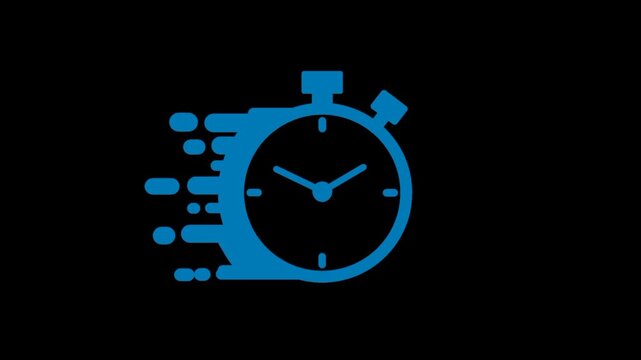 Simple fast time icon with blue outline. Symbol of speed, urgency, deadline, and quick action in modern flat style illustration
