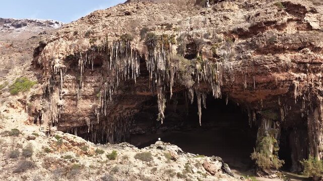 Aerial view of the massive al hoq cave in socotra, yemen