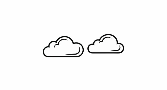 Two simple outline drawings of clouds on a white background