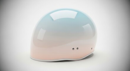Fototapeta premium Glossy gradient protection headgear reflecting modern aesthetic and vibrant design on white