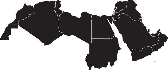 arab world map silhouette middle east and north africa countries outline vector vector © Mohaiminul