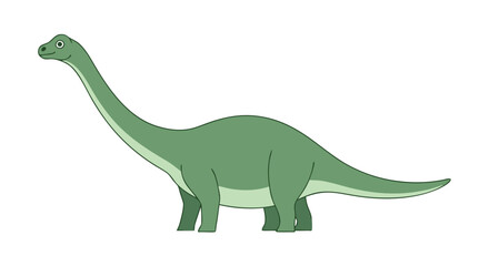 Naklejka premium Green long neck dinosaur standing on plain white background