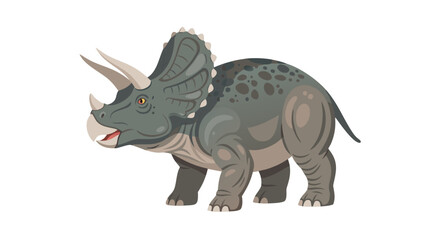 Naklejka premium Triceratops walking profile shown on white background