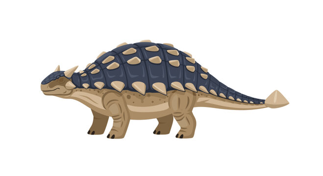 Armored dinosaur walking in side view on white background