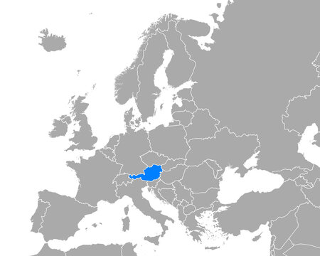Karte von &Ouml;sterreich in Europa