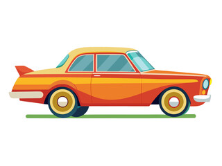 Fototapeta premium Retro orange coupe parked in studio on white background