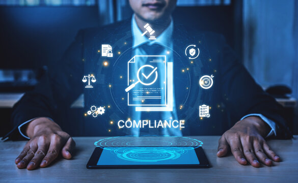 Concept of corporate compliance and risk management. Adhering to legal regulations and internal policies through systematic audits and process verification for business integrity. Fermion