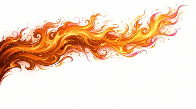 Vibrant orange and yellow flame design element, fiery wave pattern, burning abstract background, hot blazing texture