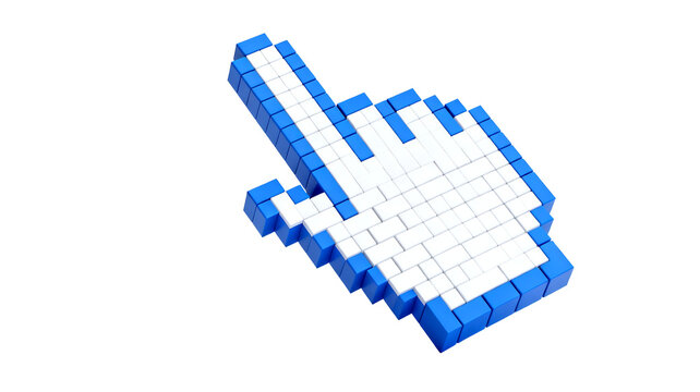 [Transparent Background PNG]3D Pixel Art Cursor Icon on White Background