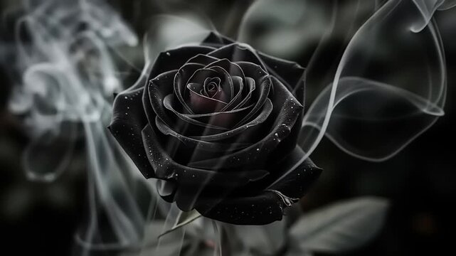 Black Rose with Swirling Smoke Tendrils.