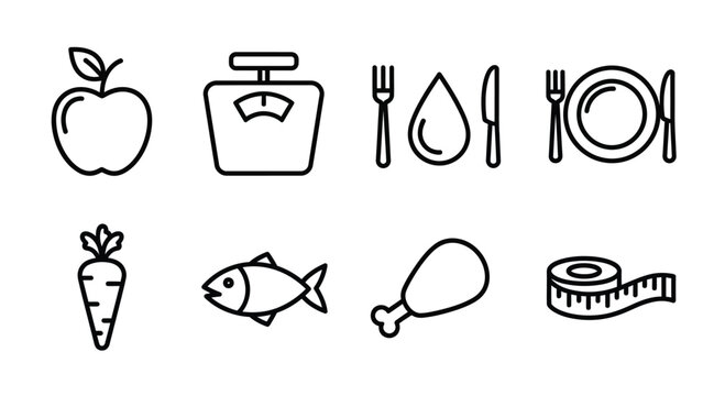 A collection of simple line drawings of objects and animals Vector